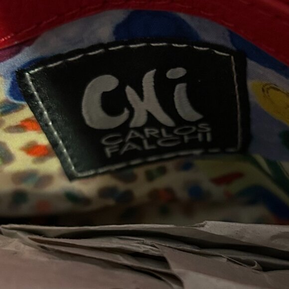 Chi by Carlos Falchi Small Leather Crossbody w/Front Pocket~RED~retail $199.90 - Picture 3 of 3